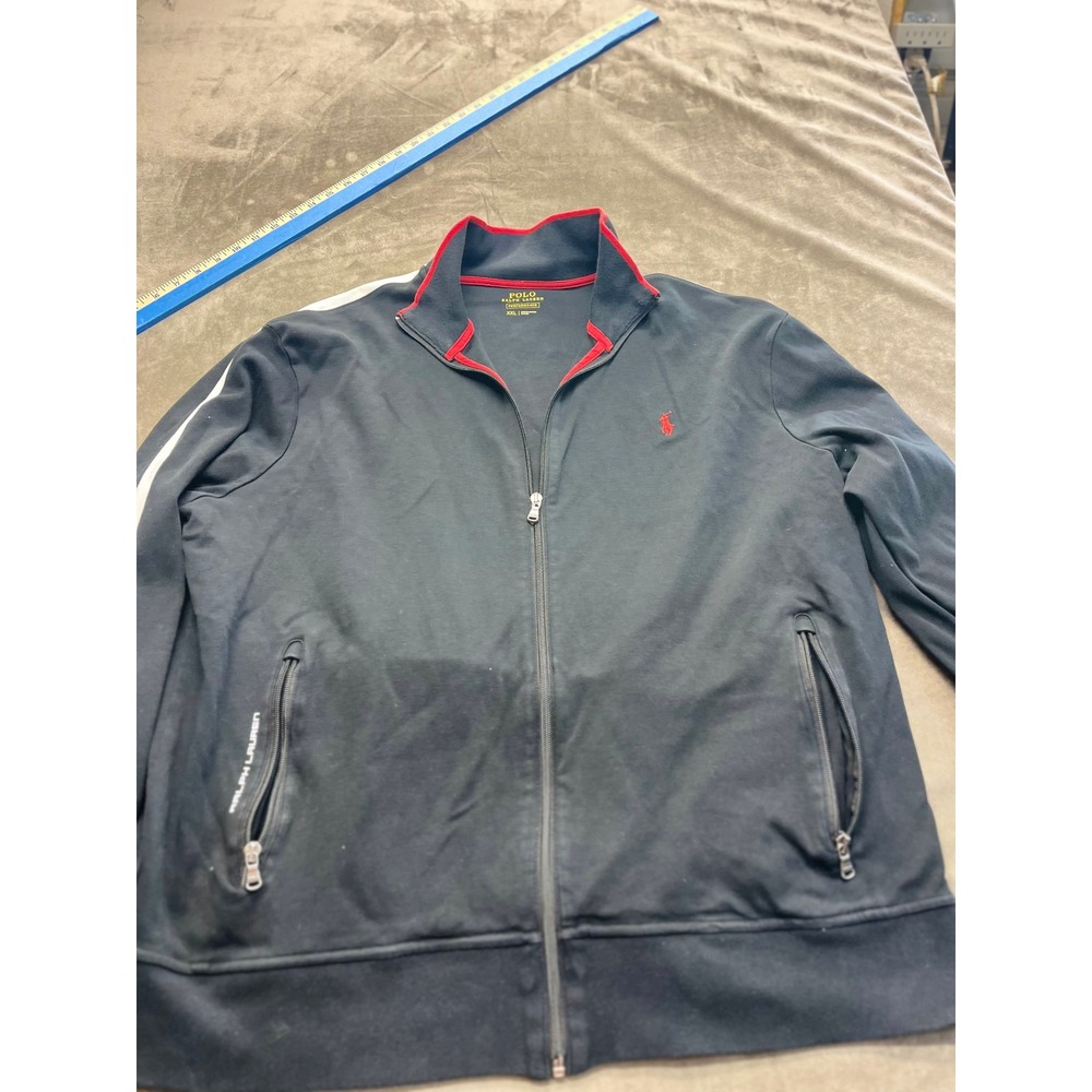 Polo Ralph Lauren Performance Track Jacket‎ Mens XXL Black Red White Full Zip